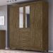 Guarda Roupa Casal 6 Portas Com Espelho 8963 Castanho Wood Moval