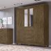 Guarda Roupa Casal 6 Portas Com Espelho 8963 Castanho Wood Moval