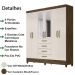 Guarda Roupa Casal 6 Portas Com Espelho 8963 Castanho Wood Off White Moval