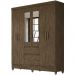 Guarda Roupa Casal 6 Portas Com Espelho 8993 Castanho Wood Moval