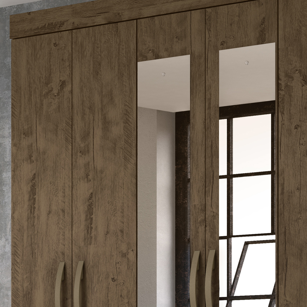 Guarda Roupa Casal 6 Portas Com Espelho 8993 Castanho Wood Moval