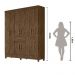 Guarda Roupa Casal 6 portas 1 gaveta Portugal - Castanho Wood