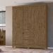 Guarda Roupa Casal 6 portas 3 gavetas Castanho Wood Itatiba - Moval