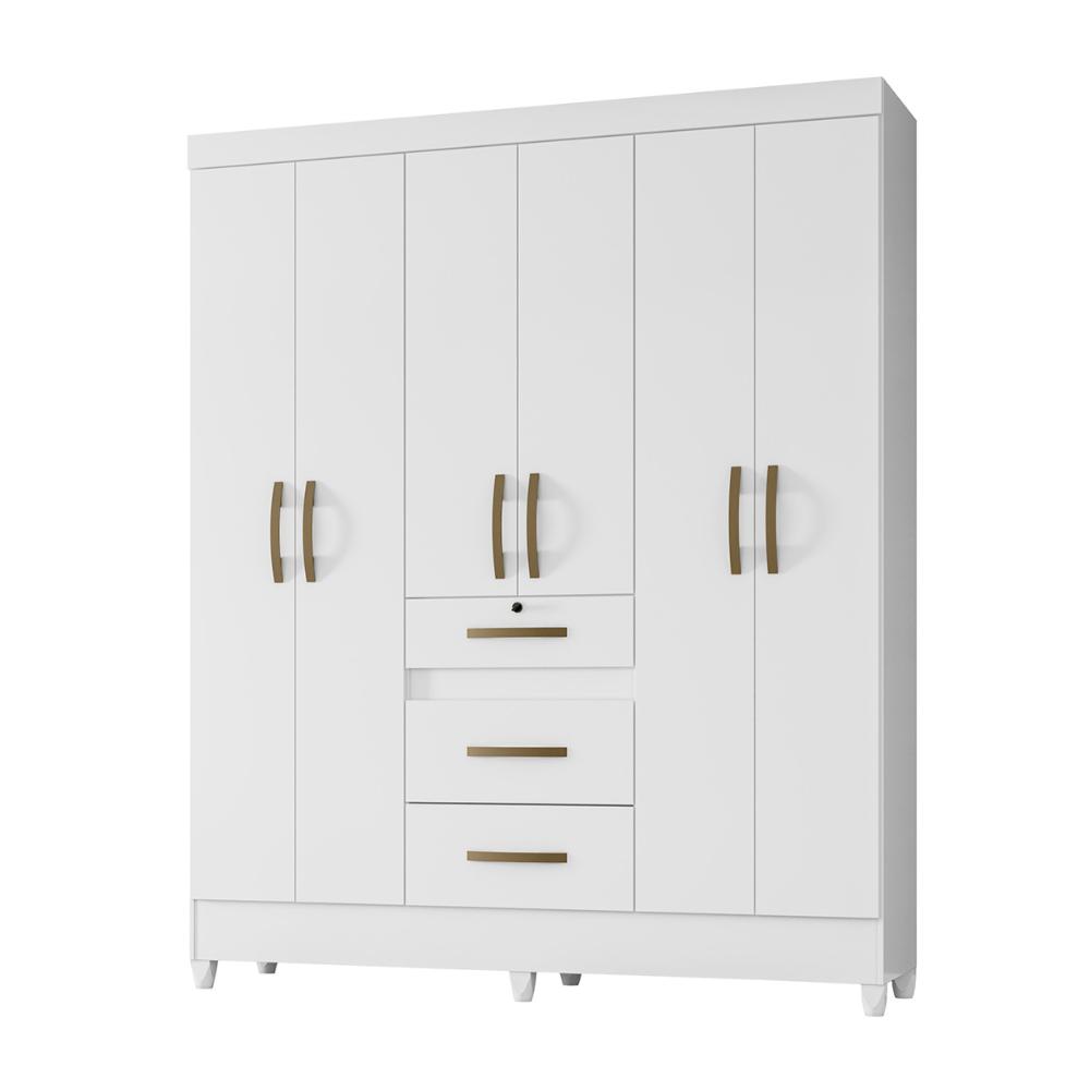 Guarda Roupa Casal 6 portas 3 gavetas Itatiba - Branco