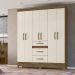 Guarda Roupa Casal 6 portas 3 gavetas Itatiba - Castanho Wood / Baunilha