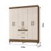 Guarda Roupa Casal 6 portas 3 gavetas Itatiba - Castanho Wood / Baunilha