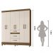 Guarda Roupa Casal 6 portas 3 gavetas Itatiba - Castanho Wood / Baunilha