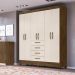 Guarda Roupa Casal 6 portas com 4 gavetas New Avaí - Castanho Wood / Baunilha
