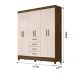 Guarda Roupa Casal 6 portas com 4 gavetas New Avaí - Castanho Wood / Baunilha