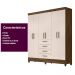Guarda Roupa Casal 6 portas com 4 gavetas New Avaí - Castanho Wood / Baunilha