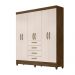 Guarda Roupa Casal 6 portas com 4 gavetas New Avaí - Castanho Wood / Baunilha