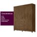 Guarda Roupa Casal 6 portas com 4 gavetas New Avaí - Castanho Wood