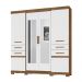 Guarda Roupa Casal 6 portas com 4 gavetas e espelho Aracaju - Naturale / Branco