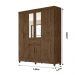 Guarda Roupa Casal 6 portas com espelho 1 gaveta Portugal - Castanho Wood