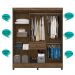 Guarda Roupa Casal 6 portas com espelho 1 gaveta Portugal - Castanho Wood