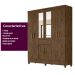 Guarda Roupa Casal 6 portas com espelho 1 gaveta Portugal - Castanho Wood