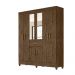 Guarda Roupa Casal 6 portas com espelho 1 gaveta Portugal - Castanho Wood