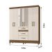 Guarda Roupa Casal 6 portas com espelho 3 gavetas Castanho Wood / Baunilha Itatiba - Moval