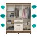 Guarda Roupa Casal 6 portas com espelho 3 gavetas Castanho Wood / Baunilha Itatiba - Moval