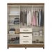 Guarda Roupa Casal 6 portas com espelho 3 gavetas Castanho Wood / Baunilha Itatiba - Moval