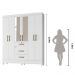 Guarda Roupa Casal 6 portas com espelho 3 gavetas Itatiba - Branco