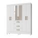 Guarda Roupa Casal 6 portas com espelho 3 gavetas Itatiba - Branco