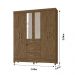 Guarda Roupa Casal 6 portas com espelho 3 gavetas Itatiba - Castanho Wood
