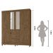Guarda Roupa Casal 6 portas com espelho 3 gavetas Itatiba - Castanho Wood
