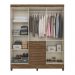 Guarda Roupa Casal 6 portas com espelho 3 gavetas Itatiba - Castanho Wood