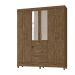 Guarda Roupa Casal 6 portas com espelho 3 gavetas Itatiba - Castanho Wood