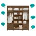 Guarda Roupa Casal 6 portas com espelho 4 gavetas Castanho Wood Porto Plus - Moval