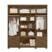 Guarda Roupa Casal 6 portas com espelho 4 gavetas Castanho Wood Porto Plus - Moval