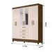 Guarda Roupa Casal 6 portas com espelho 4 gavetas New Avaí - Castanho Wood / Baunilha