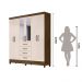 Guarda Roupa Casal 6 portas com espelho 4 gavetas New Avaí - Castanho Wood / Baunilha