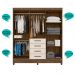 Guarda Roupa Casal 6 portas com espelho 4 gavetas New Avaí - Castanho Wood / Baunilha