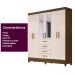 Guarda Roupa Casal 6 portas com espelho 4 gavetas New Avaí - Castanho Wood / Baunilha
