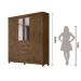 Guarda Roupa Casal 6 portas com espelho 4 gavetas New Avaí - Castanho Wood