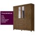 Guarda Roupa Casal 6 portas com espelho 4 gavetas New Avaí - Castanho Wood