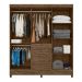 Guarda Roupa Casal 6 portas com espelho 4 gavetas New Avaí - Castanho Wood