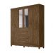 Guarda Roupa Casal 6 portas com espelho 4 gavetas New Avaí - Castanho Wood