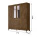 Guarda Roupa Casal 6 portas com espelho 4 gavetas New Avaí - Castanho Wood