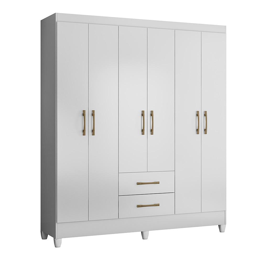 Guarda Roupa Casal 6 portas e 2 gavetas Branco Panamá - Moval
