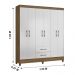 Guarda Roupa Casal 6 portas e 2 gavetas Panamá - Naturale / Branco