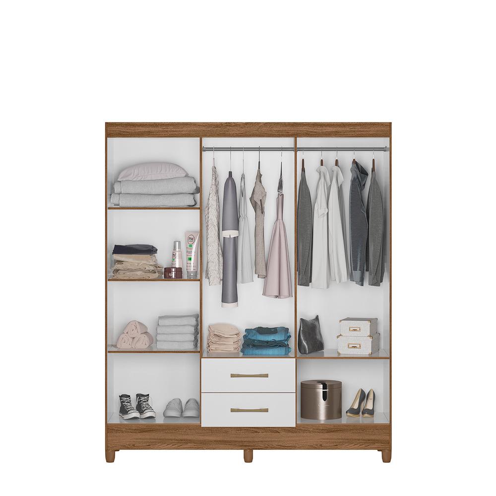 Guarda Roupa Casal 6 portas e 2 gavetas Panamá - Naturale / Branco