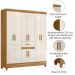 Guarda Roupa Casal 6P 165 cm Portugal Freijo Off White Moval