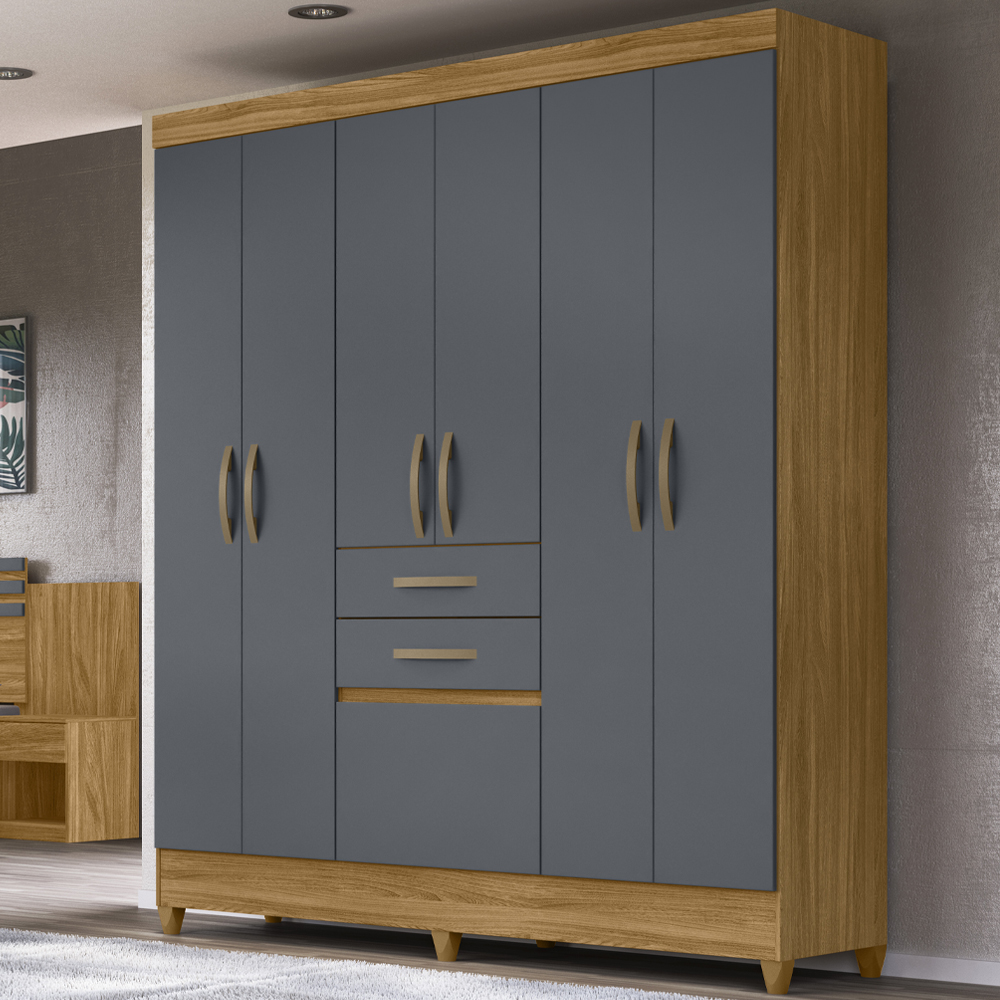 Guarda Roupa Casal 7 Portas 8970 Freijo Cinza Moval