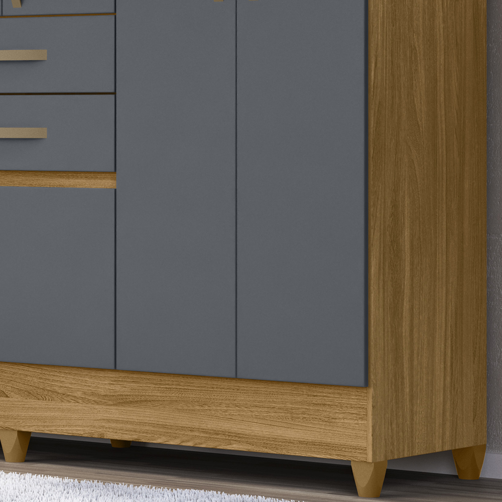 Guarda Roupa Casal 7 Portas 8970 Freijo Cinza Moval