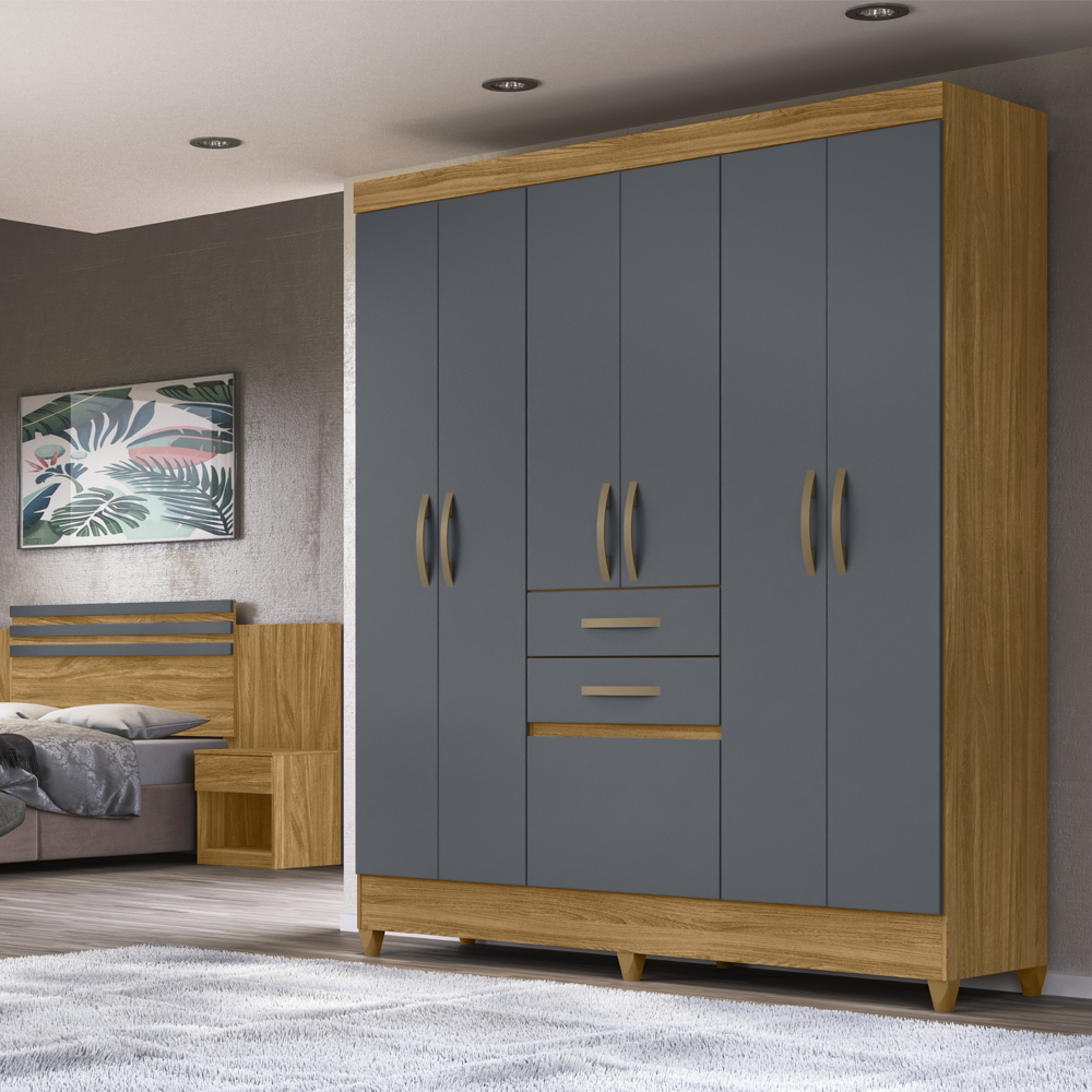 Guarda Roupa Casal 7 Portas 8970 Freijo Cinza Moval