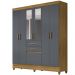 Guarda Roupa Casal 7 Portas Com Espelho 8970 Freijo Cinza Moval
