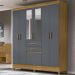 Guarda Roupa Casal 7 Portas Com Espelho 8970 Freijo Cinza Moval